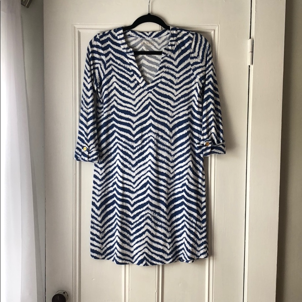 Lily Pulitzer XXS blue & white striped shift dress